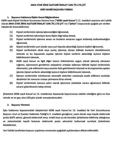 Veri Sahibi Başvuru Formu
